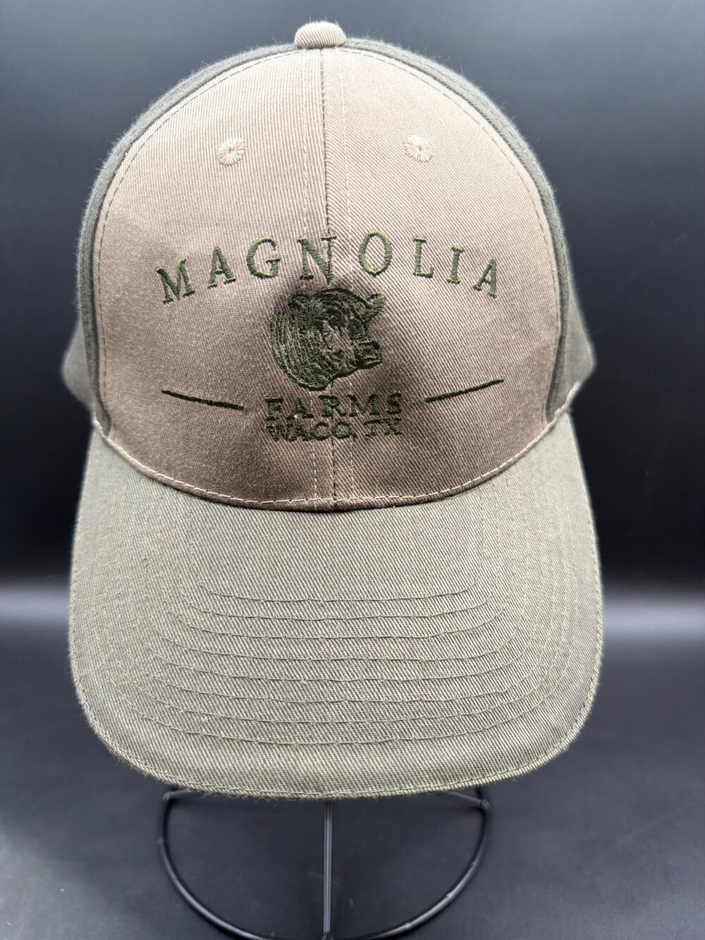Magnolia Farms Waco TX Cobra Caps Adjustable Baseball Hat Green Embroidered